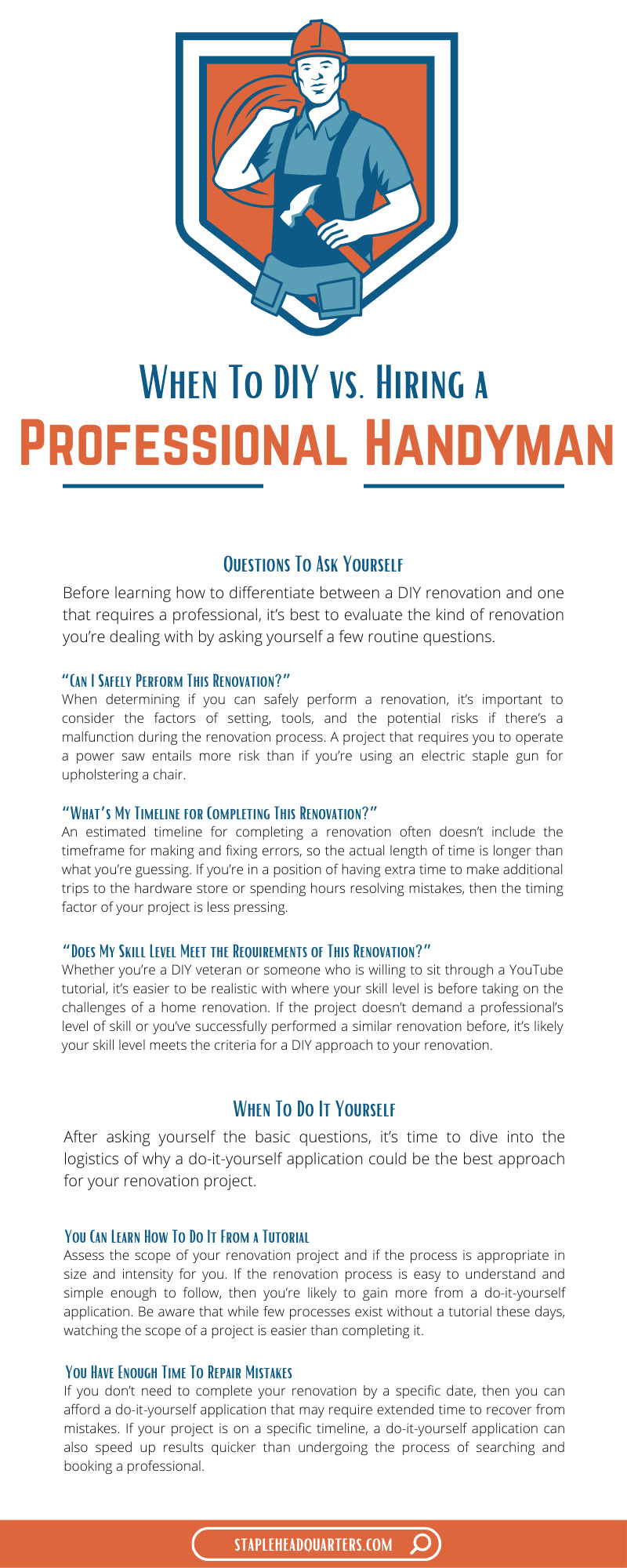 When To DIY vs. Hiring a Professional Handyman